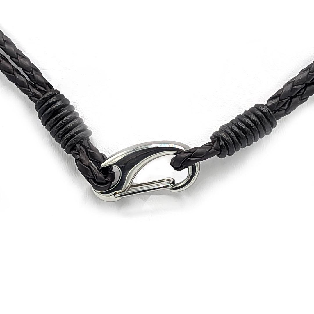 Astrophyllite and Sterling Silver Pendant on Double Braided Leather Cord - The Rutile Ltd