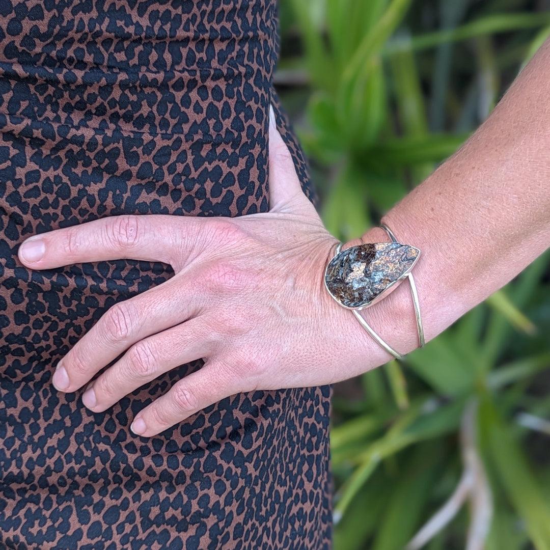 Astrophyllite Cuff Bracelet in Sterling Silver - The Rutile Ltd