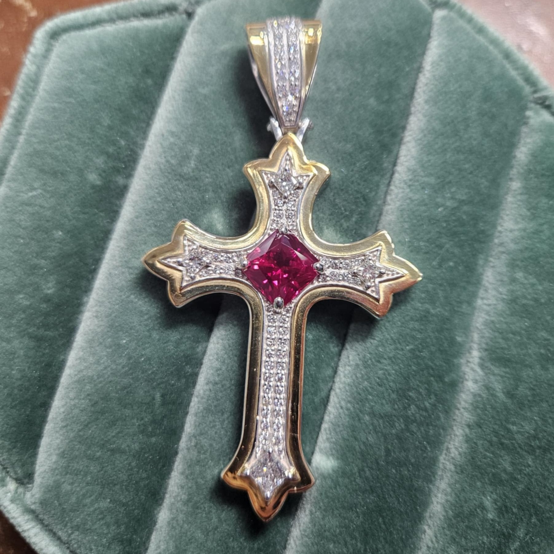 Repair - Sterling Silver & Gold Plate Cross with Diamonds