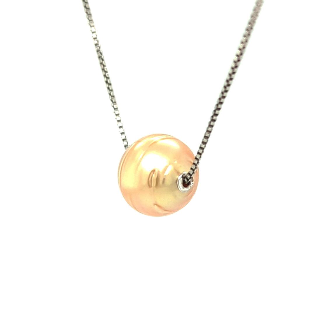Circled Golden South Sea Pearl on Sterling Silver Chain - The Rutile Ltd
