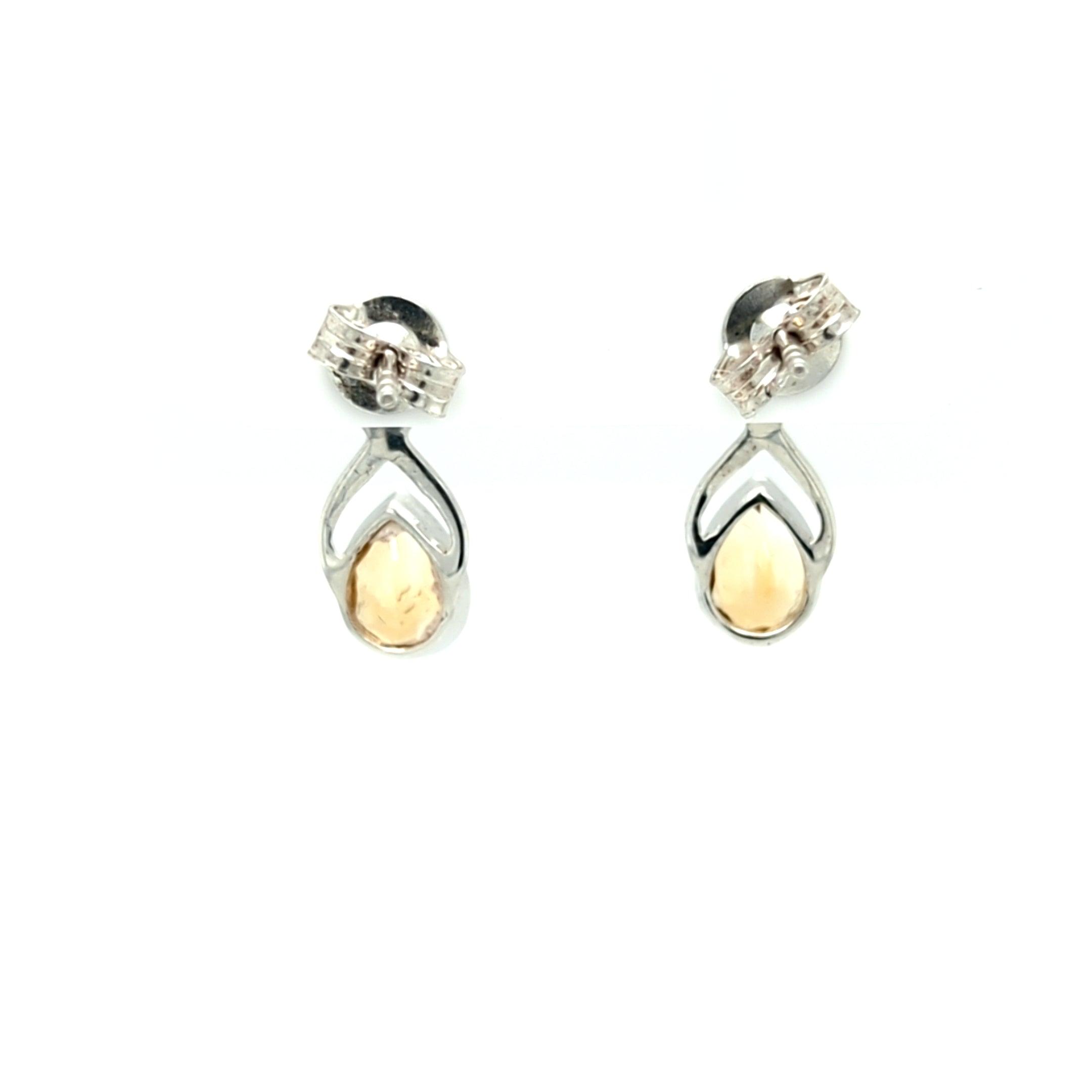 Citrine Infinity Bezel Set Sterling Silver Post Earrings - The Rutile Ltd