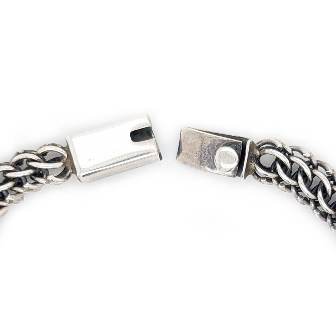 Handmade Woven Mexican Sterling Silver Bracelet - 7.5" long - The Rutile Ltd