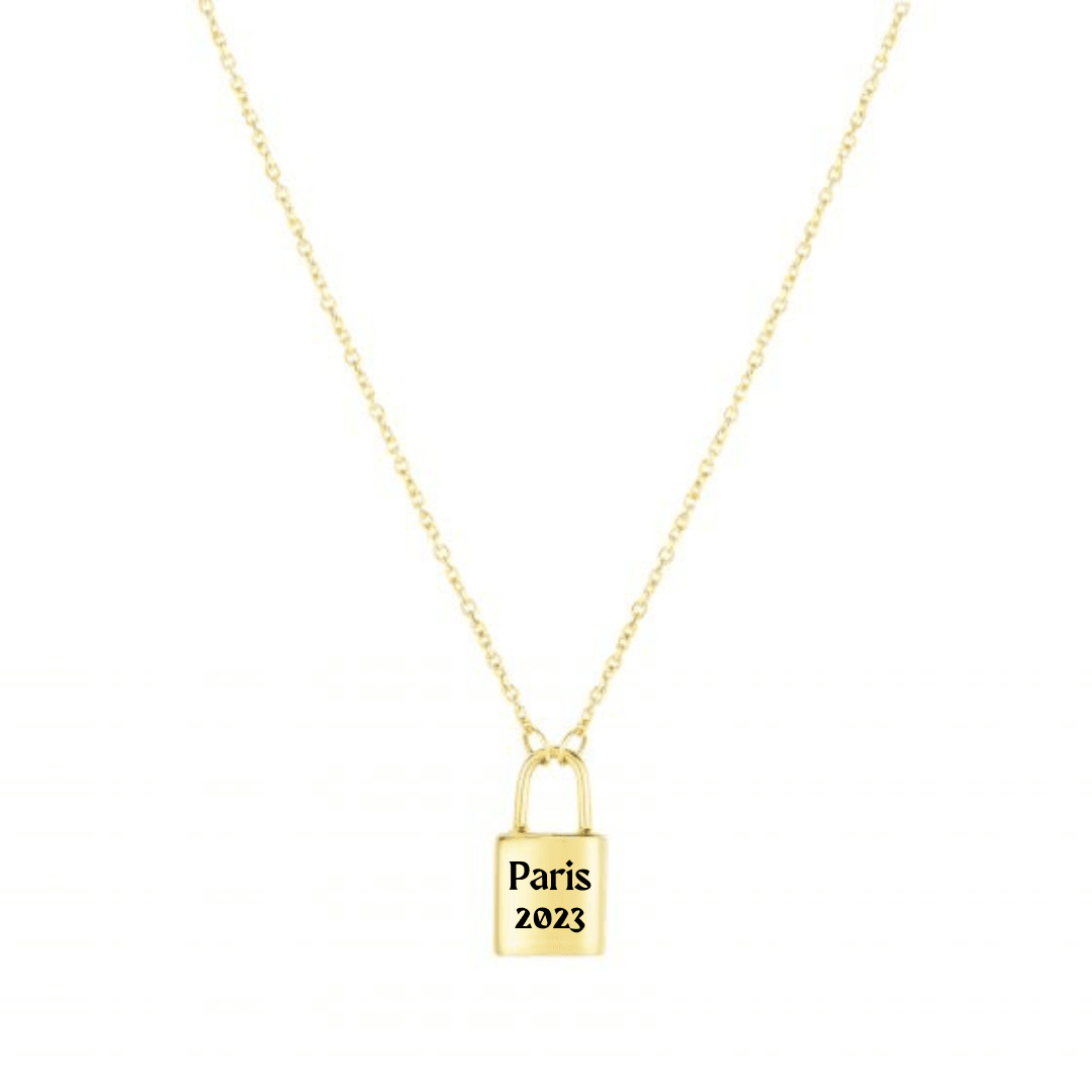 Lock 14kt Yellow Gold 18" Necklace - Engravable - The Rutile Ltd