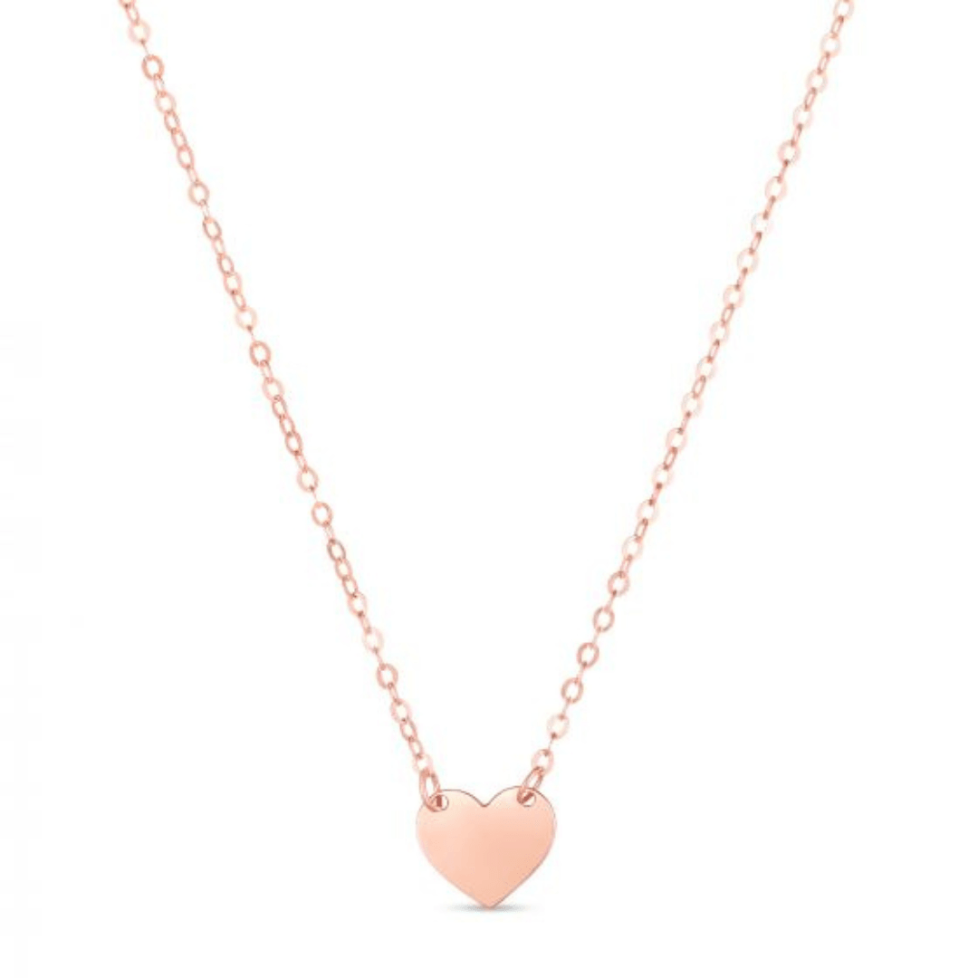 Mini Heart 14kt Gold 18" Necklace - Engravable - Available in Rose, Yellow, and White Gold - The Rutile Ltd