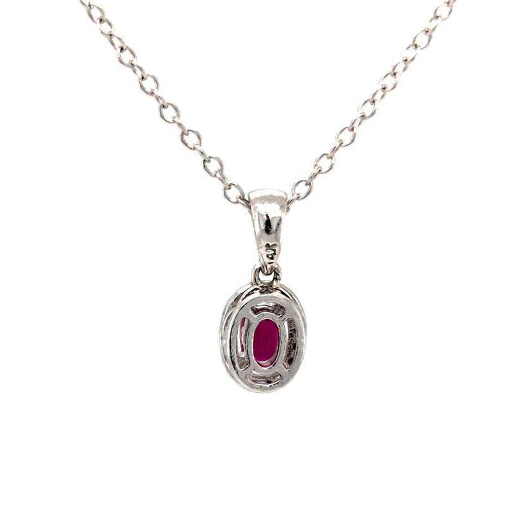 Ruby and Black Diamond Halo Pendant in 14kt White Gold - The Rutile Ltd