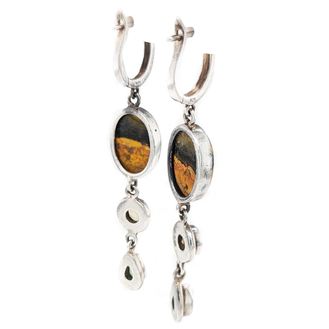 Rugged Bumblebee Jasper, Citrine, and Peridot Earrings in Sterling Silver - The Rutile Ltd