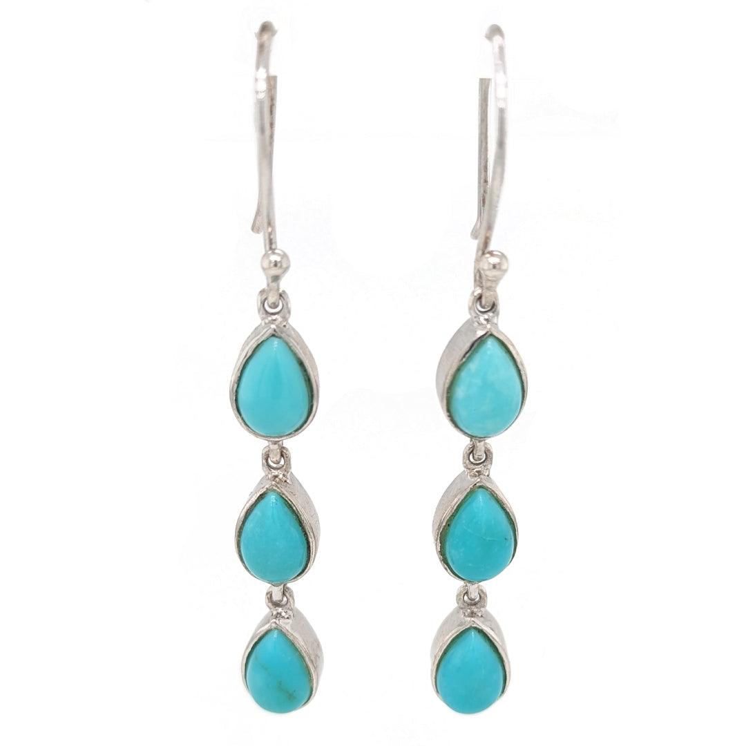 Turquoise Dangle Earrings in Sterling Silver - The Rutile Ltd