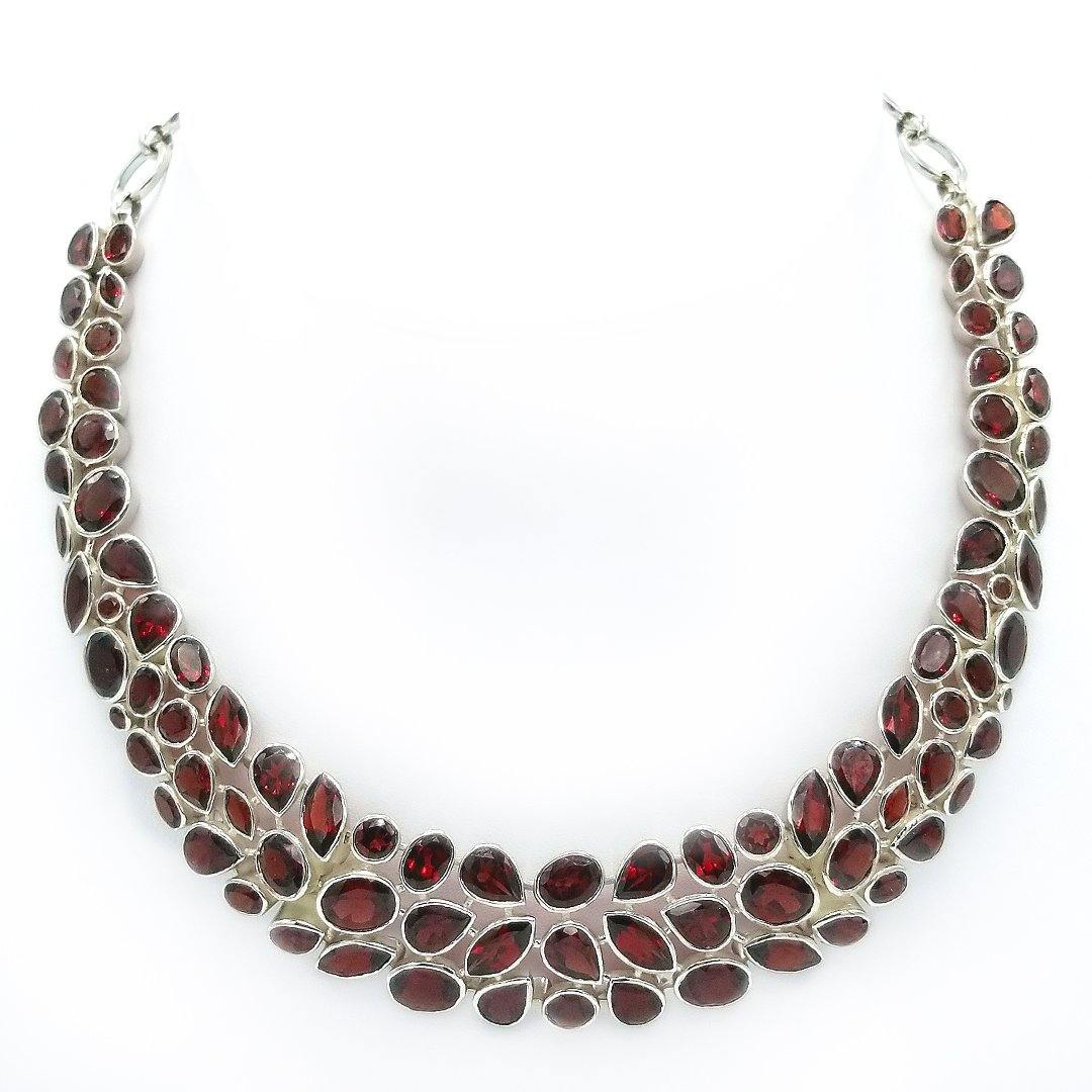 "The Pomme" Handmade Garnet and Sterling Silver Collar Necklace - The Rutile Ltd