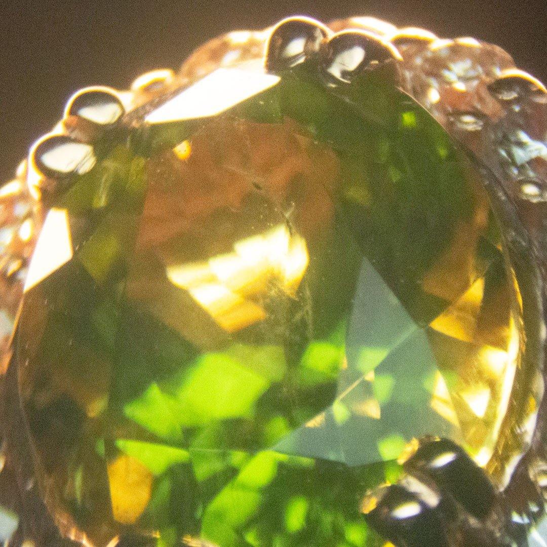 3.18ct Arizona Peridot set in 14kt Halo Ring with 0.83ct of Diamonds - The Rutile Ltd