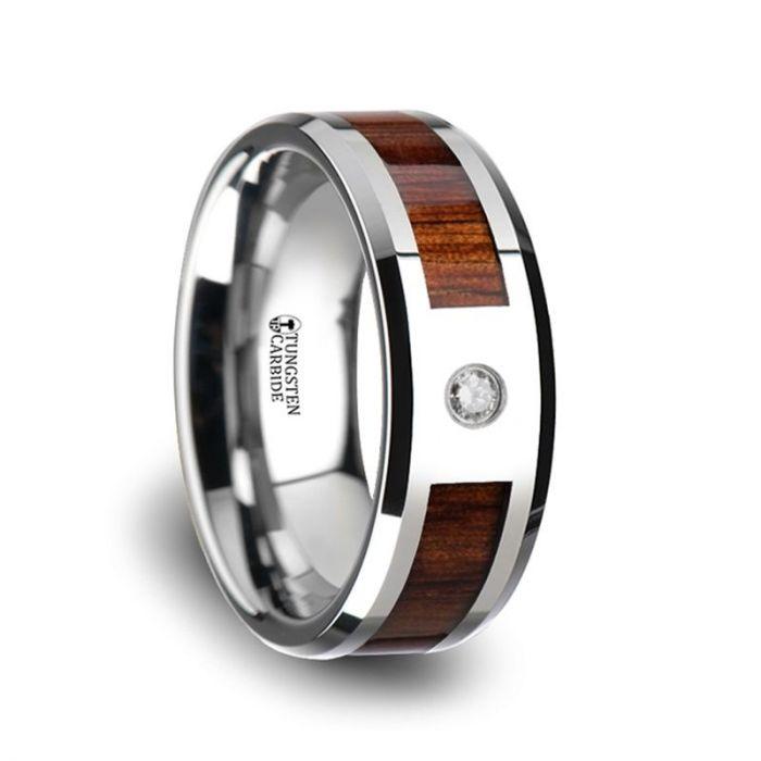KAHUNA - Koa Wood and Diamond Tungsten Carbide Ring - The Rutile Ltd