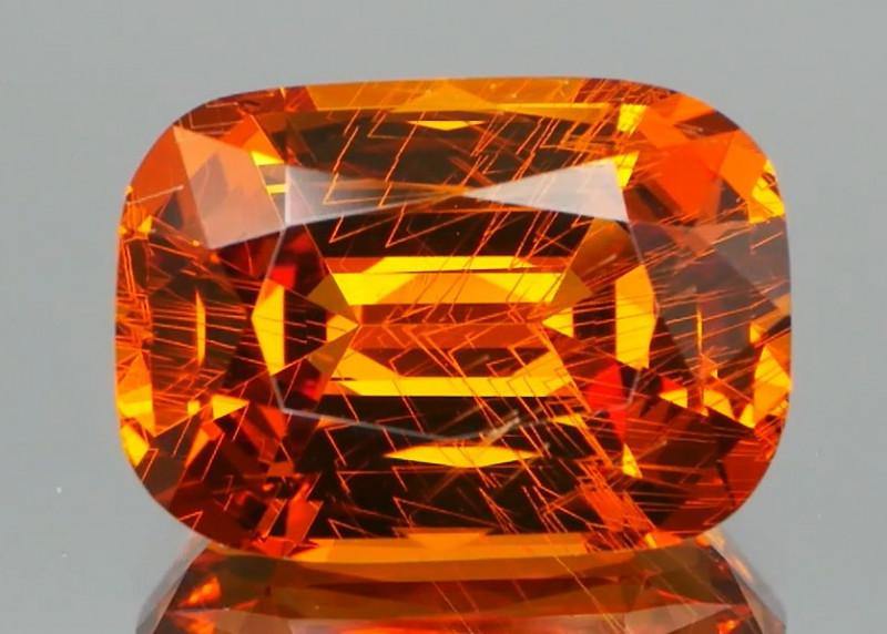 5.68ct Orange Hessonite Garnet with Rutile Needles - The Rutile Ltd