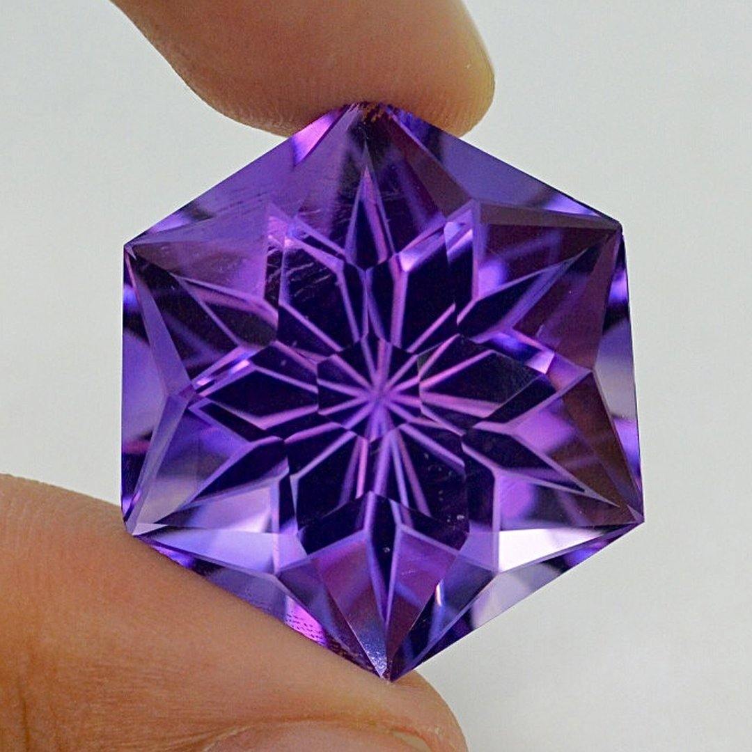 56.15ct Natural Amethyst Fantasy Cut Gemstone - No Treatment - The Rutile Ltd