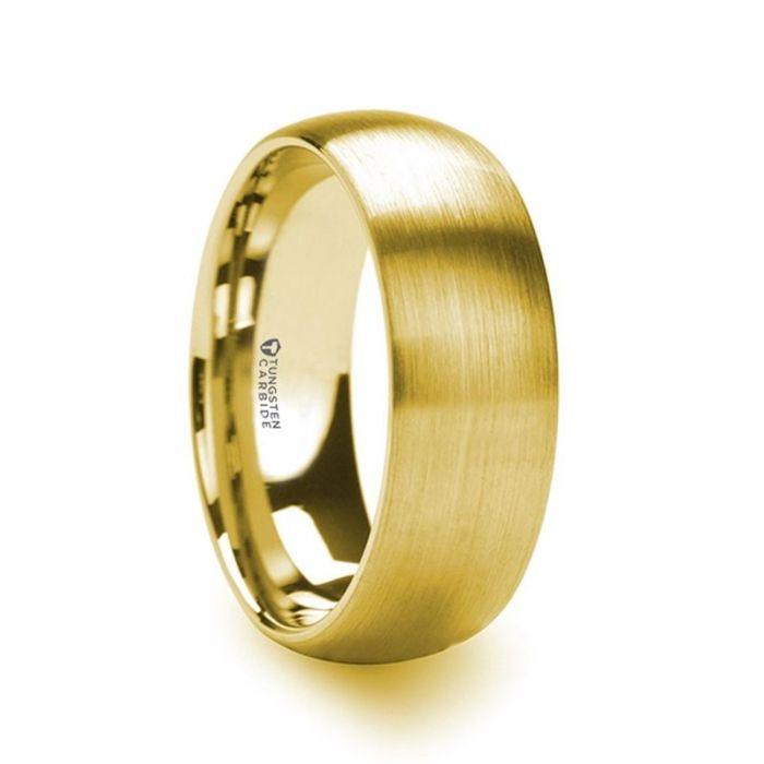 MILLER - Gold Plated Tungsten Domed Ring with Brushed Finish - 8mm - The Rutile Ltd