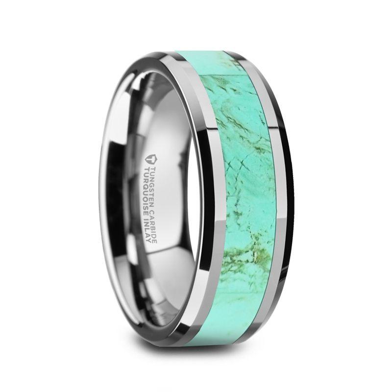 PIERRE - Turquoise and Tungsten Carbide Ring - 8mm - The Rutile Ltd