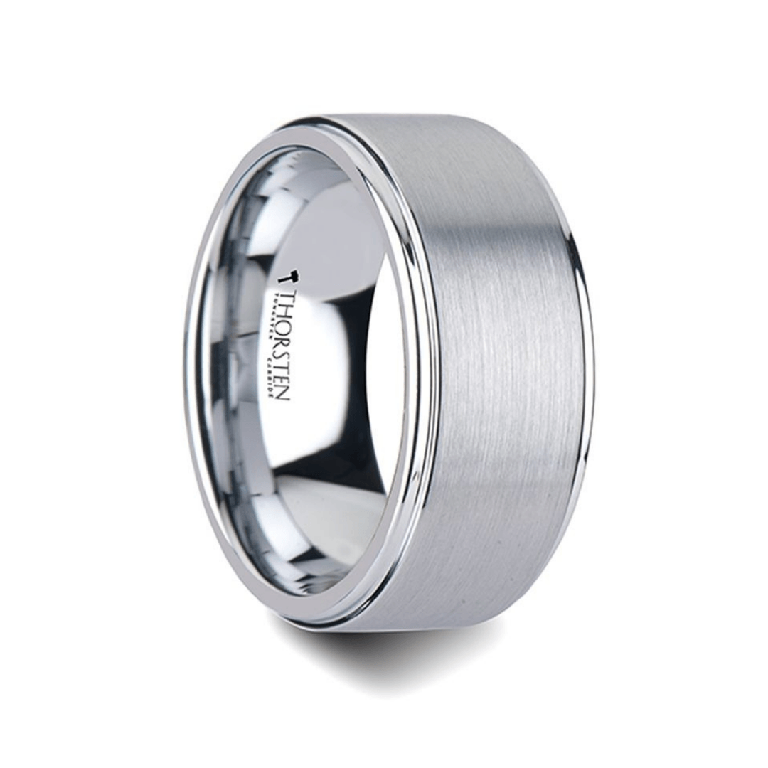 OPTIMUS - Raised Center with Brush Finish Tungsten Ring - 10mm - 12mm - The Rutile Ltd
