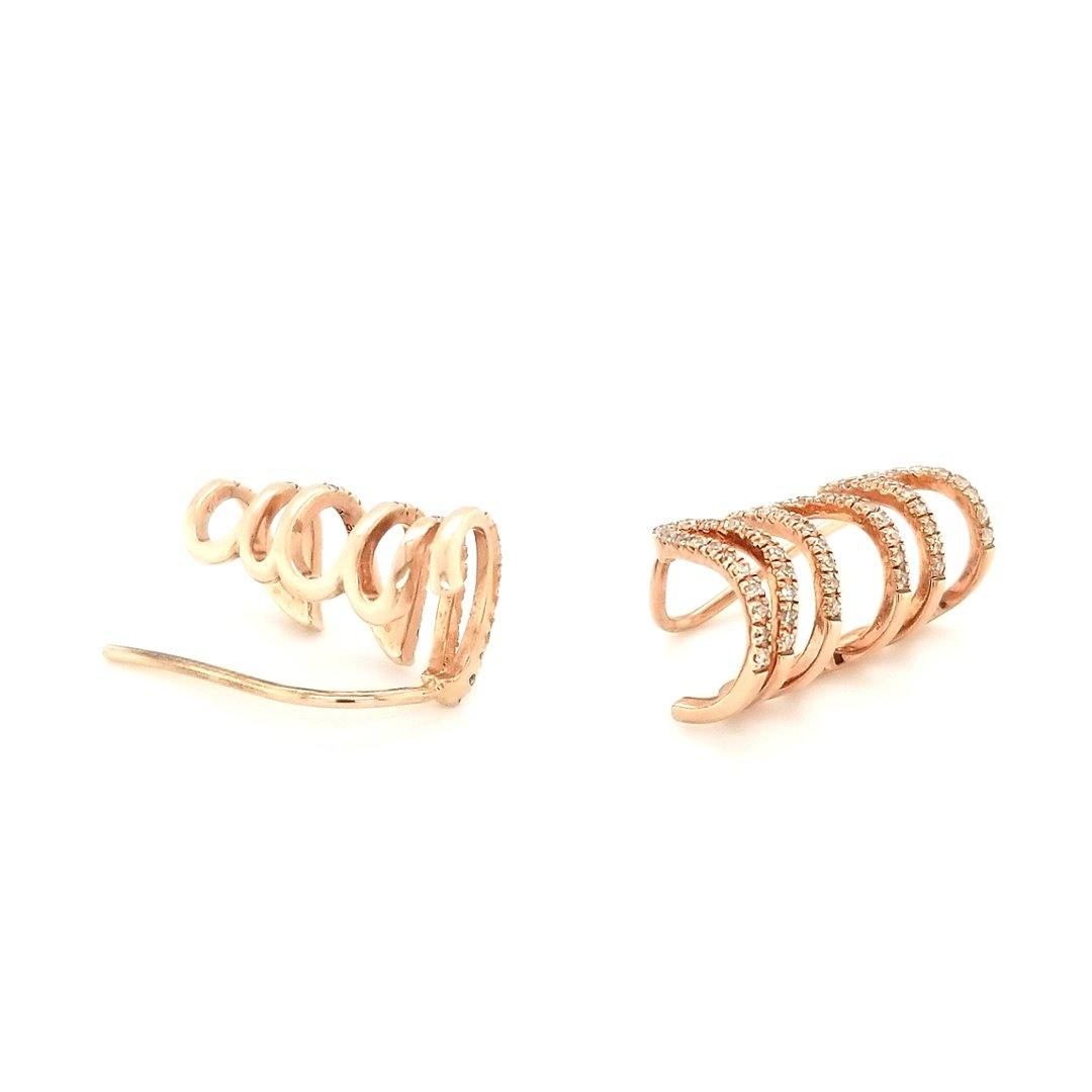 Diamond Cuff Earrings in Rose Gold - The Rutile Ltd