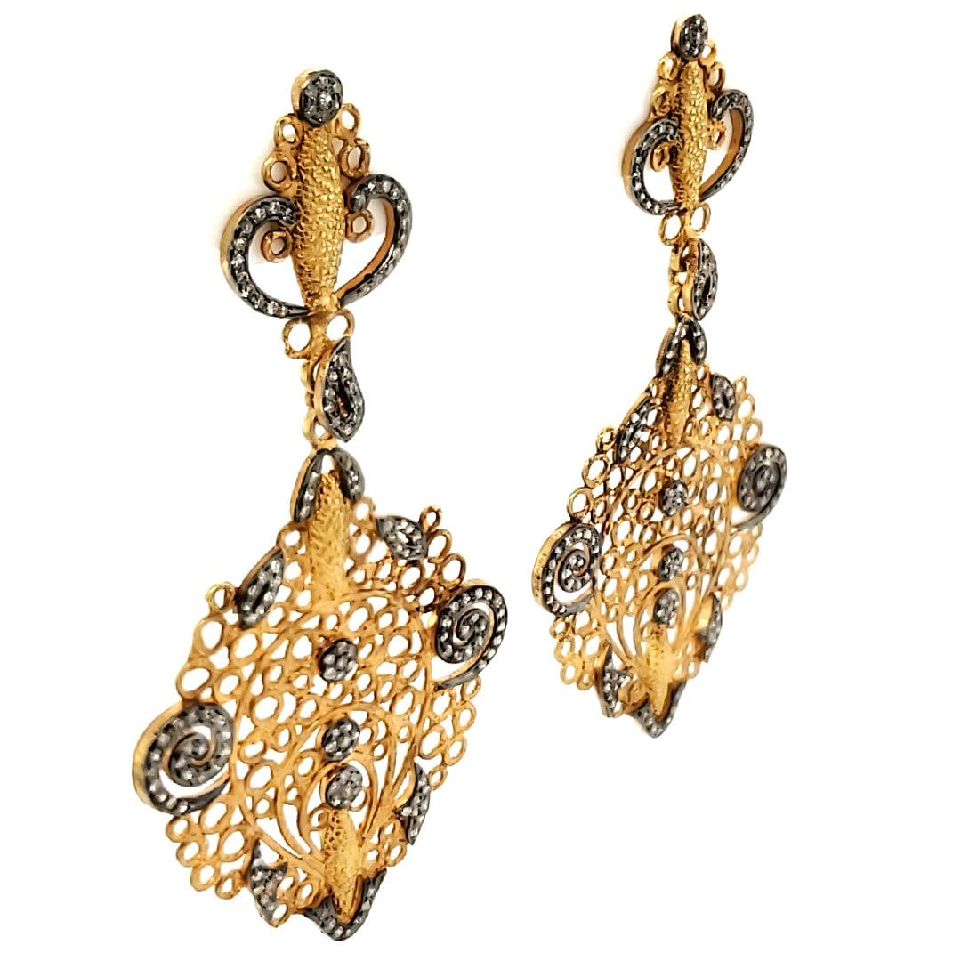 “Hawa” - Earrings with Black Diamonds in 18kt Yellow Gold by JS Noor - The Rutile Ltd