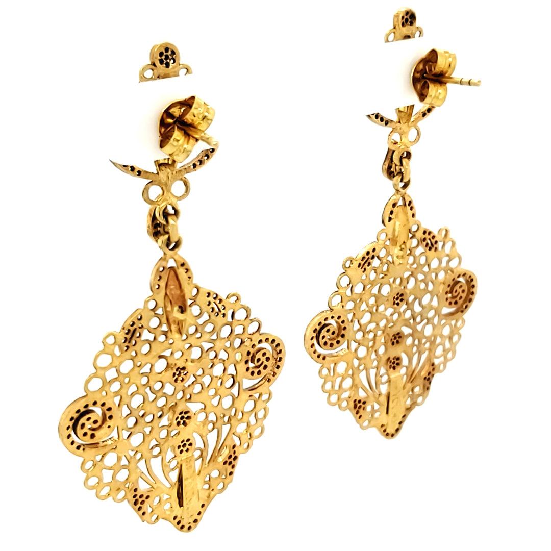 “Hawa” - Earrings with Black Diamonds in 18kt Yellow Gold by JS Noor - The Rutile Ltd