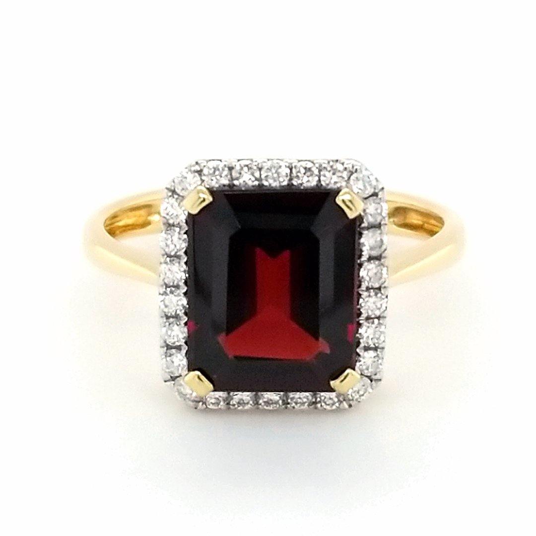 "The Carmine" Garnet and Diamond Ring in 18kt Yellow Gold - The Rutile Ltd