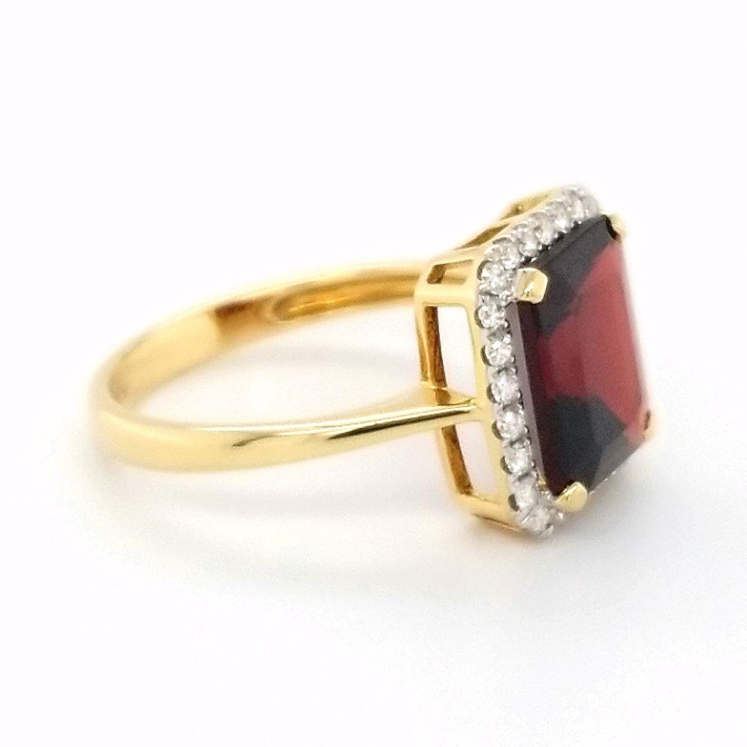 "The Carmine" Garnet and Diamond Ring in 18kt Yellow Gold - The Rutile Ltd