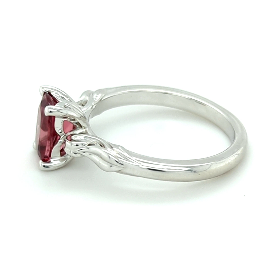 "Dusty Rose" Lindi Garnet Nature Inspired X1 White Gold Ring