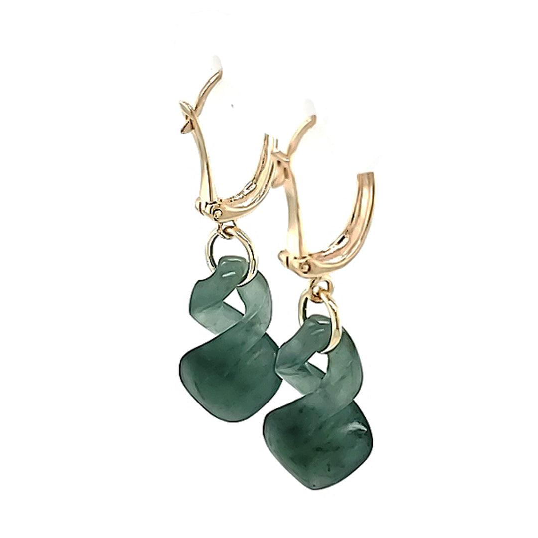 Hand-Carved Guatemalan Jadeite Earrings in 14kt Yellow Gold - The Rutile Ltd