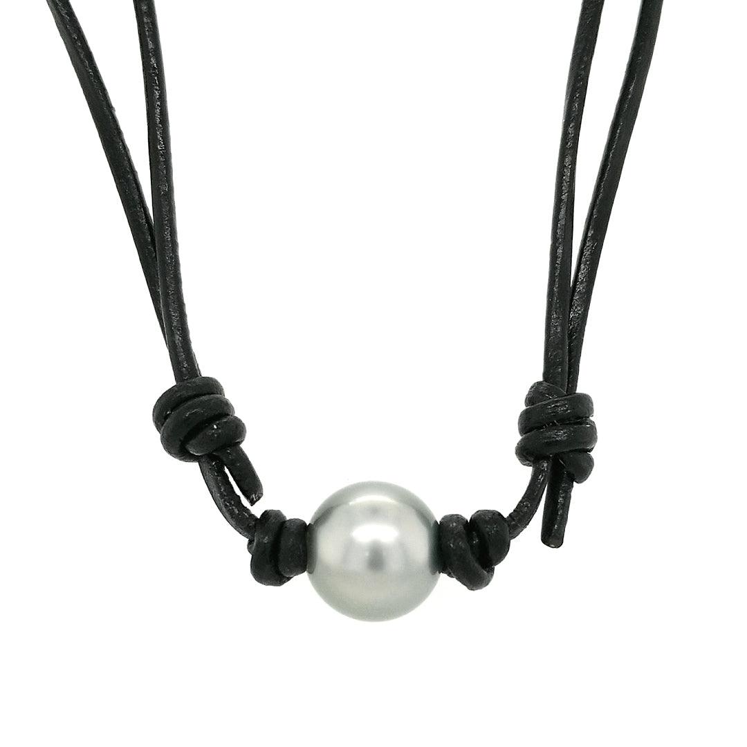"The Sole" - Single Tahitian Pearl Leather Necklace - The Rutile Ltd