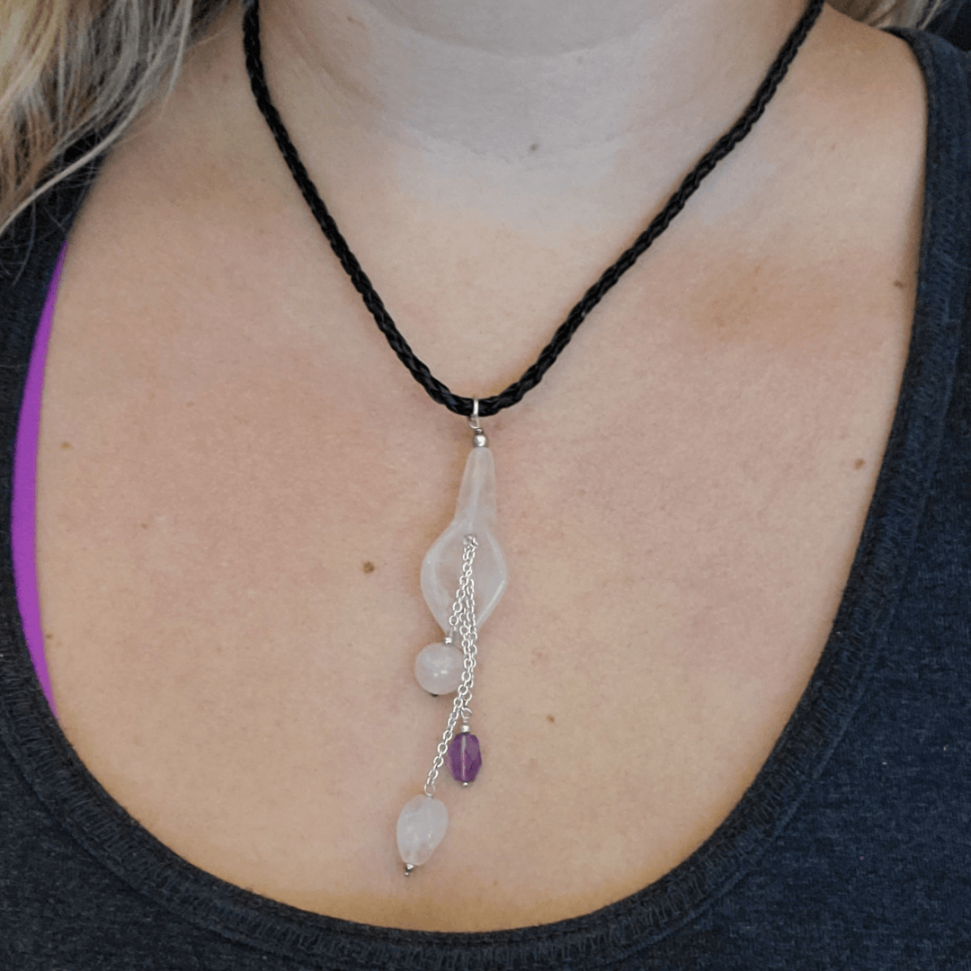 Rose Quartz and Amethyst Sterling Silver Necklace with Sterling Silver - The Rutile Ltd
