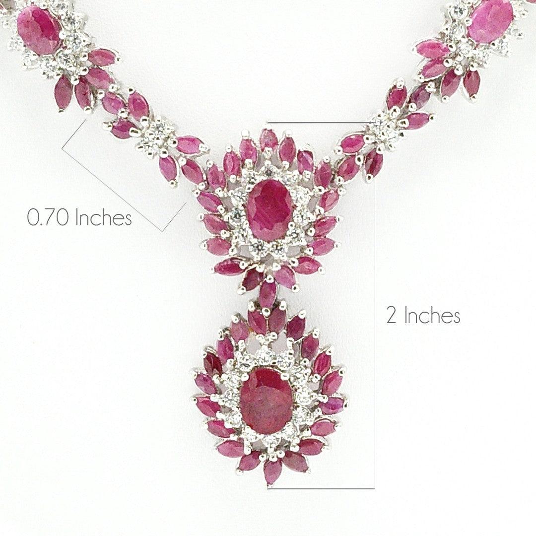 "The Scarlet" Ruby and Cubic Zirconia Statement Necklace in Sterling Silver - The Rutile Ltd