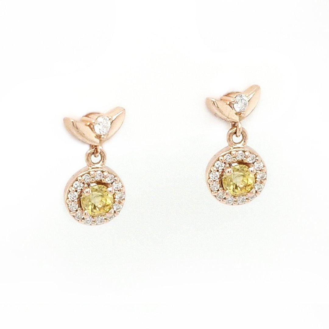 Yellow Sapphire and Diamond Vintage Inspired 14k Rose Gold Diamond Earrings - The Rutile Ltd