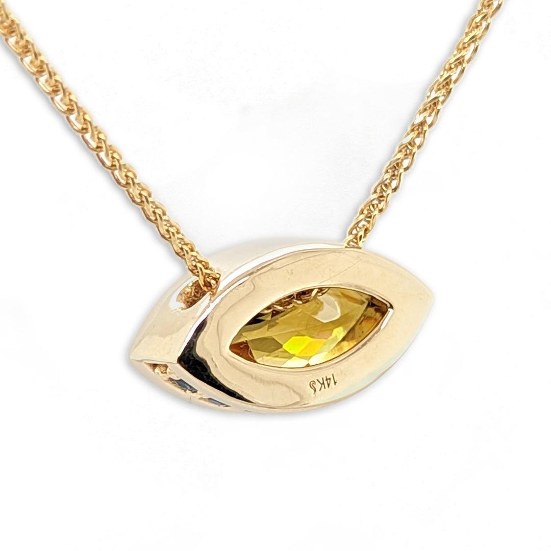 Sphene and Lazulite Pendant in 14k Yellow Gold - The Rutile Ltd
