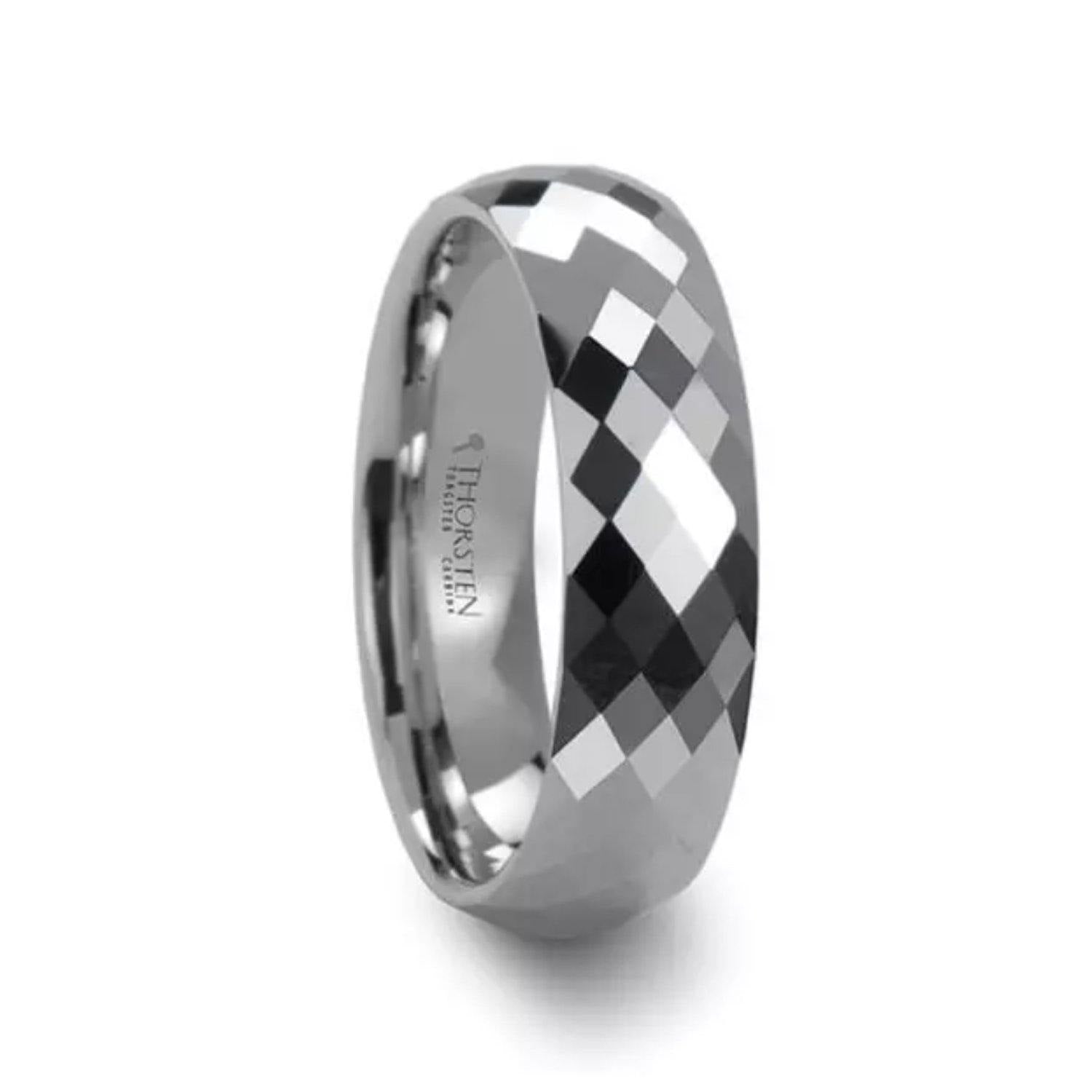 SCOTTSDALE - 288 Diamond Faceted White Tungsten Ring - 4mm - 8mm - The Rutile Ltd