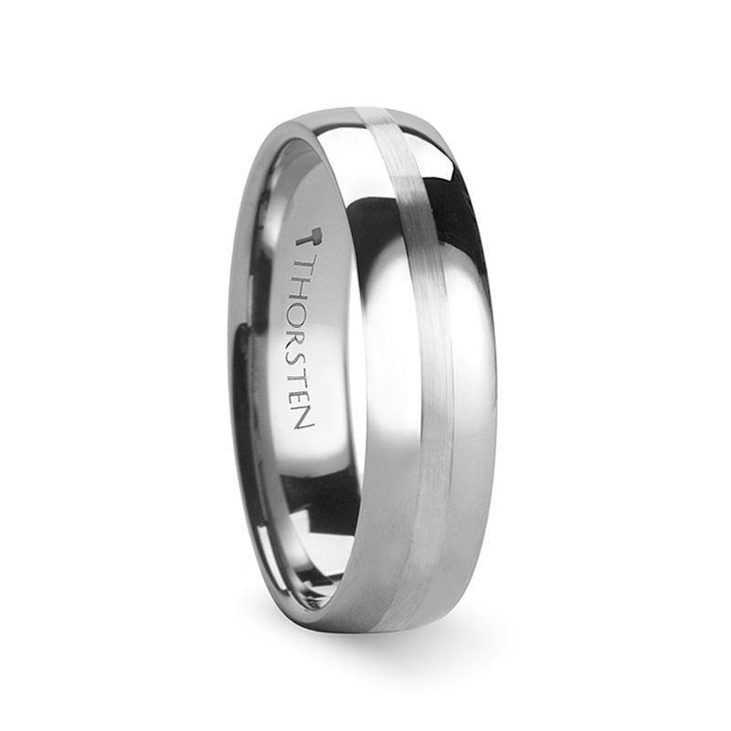 BELLATOR - Domed with Brushed Stripe Tungsten Wedding Ring - 4mm - 8mm - The Rutile Ltd