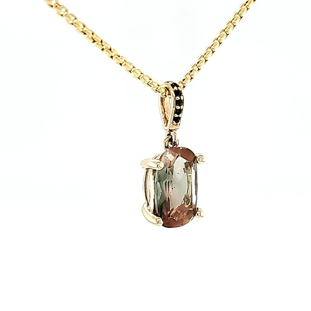 Bi-color Sunstone with Smokey Quartz in 14kt Gold