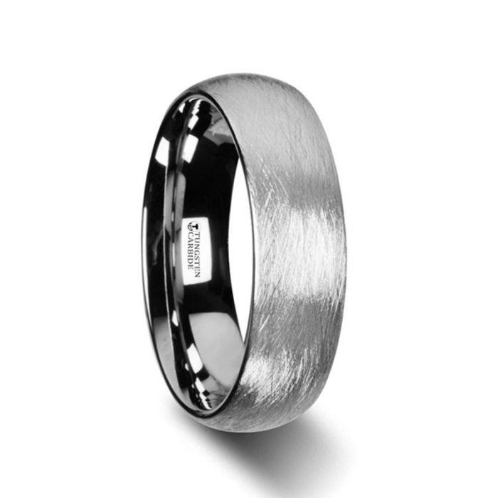 BLACKWALD - Domed Tungsten Carbide Ring with Wire Brushed Finish Design - 6mm & 8mm - The Rutile Ltd