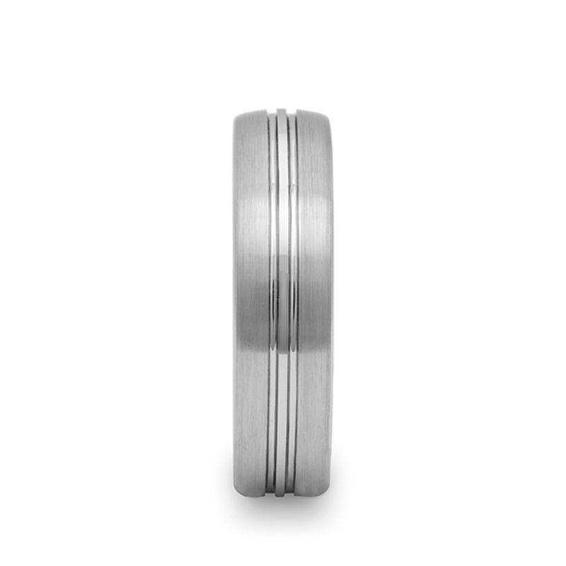 BOSS - Tungsten Carbide Ring with Domed Center Groove and Brush Finish 6mm or 8mm - The Rutile Ltd