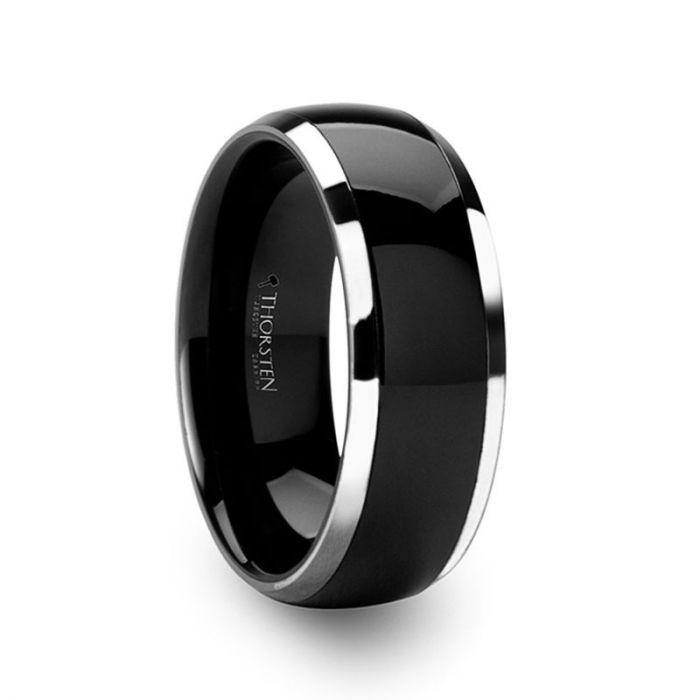 CARRERA - Domed Black Ceramic and Tungsten Wedding Band - 6mm - 10mm - The Rutile Ltd