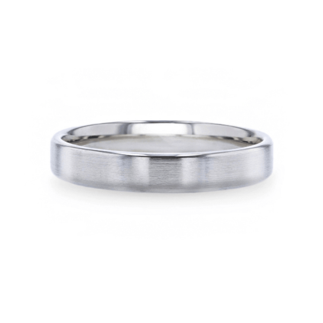 CASPER - Silver Brushed Center Flat Style Wedding Band With Beveled Edges - 4mm & 8mm - The Rutile Ltd