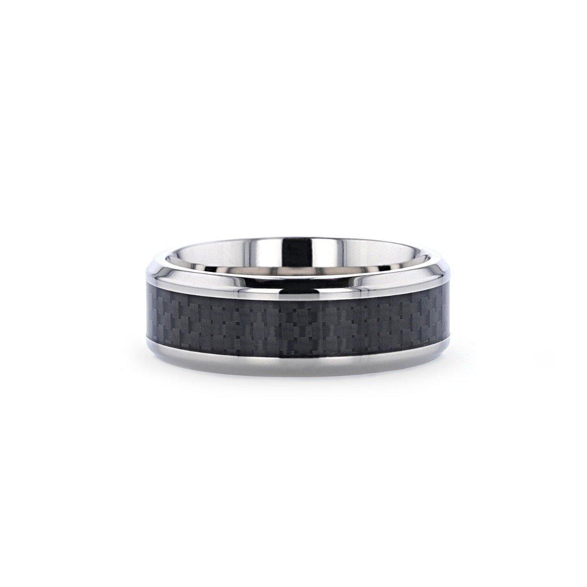COLOSSEUM - Black Carbon Fiber Inlay Titanium Wedding Band - 8 mm - The Rutile Ltd