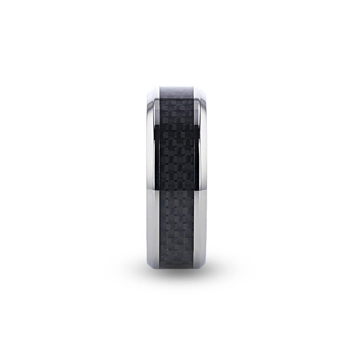 COLOSSEUM - Black Carbon Fiber Inlay Titanium Wedding Band - 8 mm - The Rutile Ltd