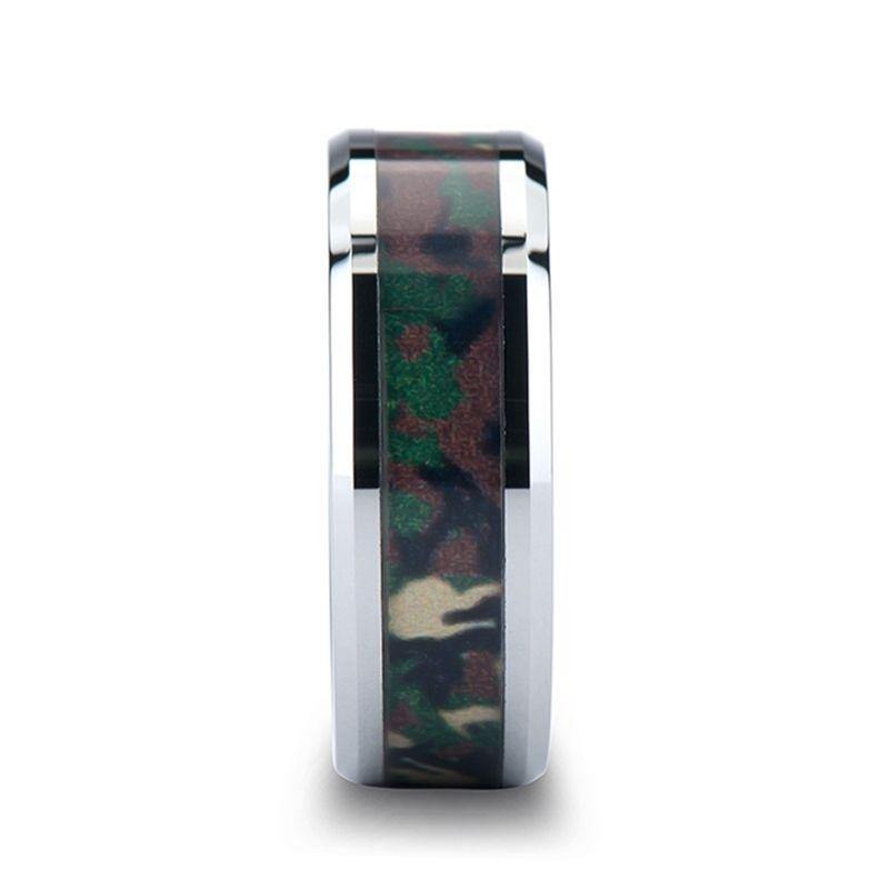 COMMANDO - Tungsten Wedding Ring with Military Style Jungle Camouflage Inlay - 6mm - 10 mm - The Rutile Ltd