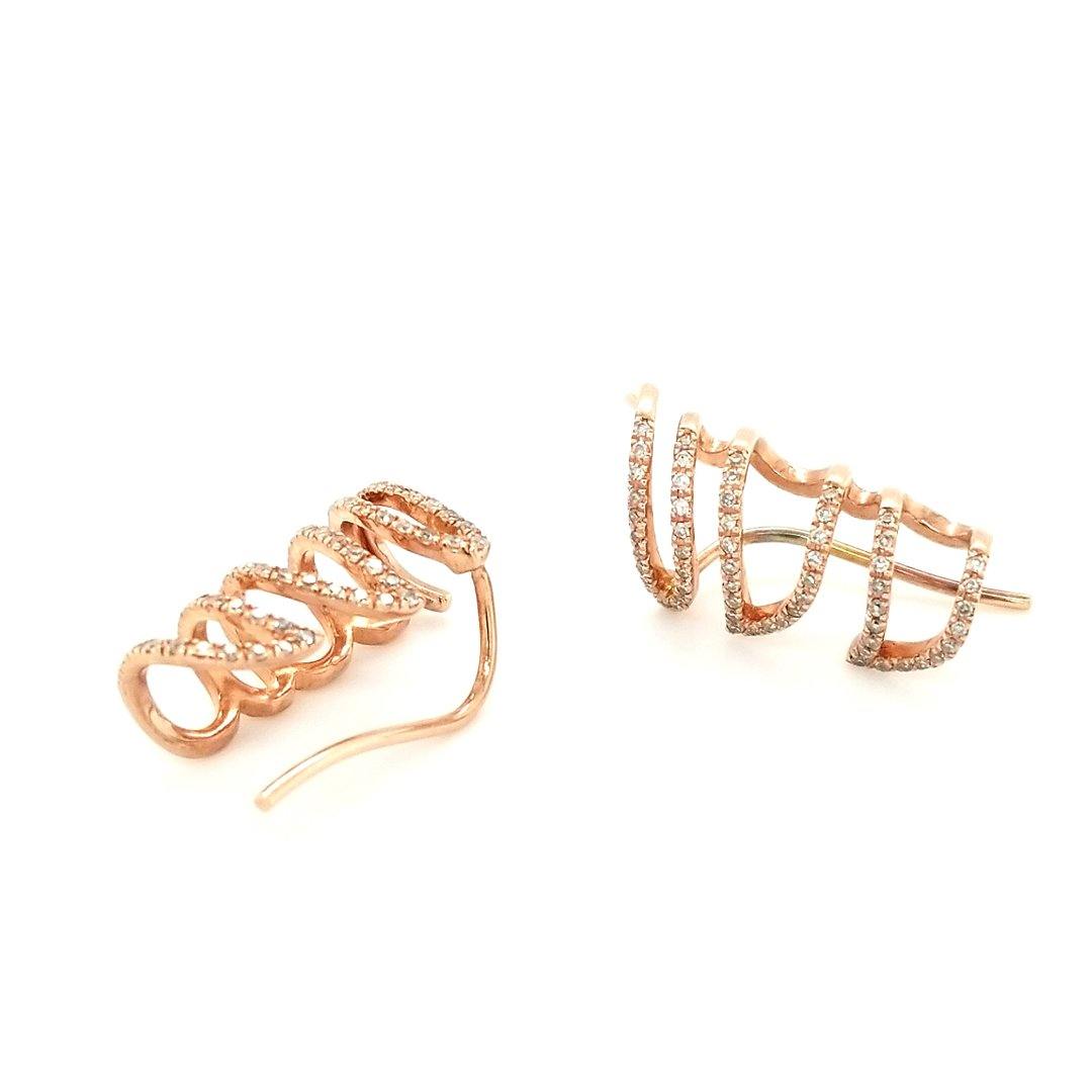 Diamond Cuff Earrings in Rose Gold - The Rutile Ltd