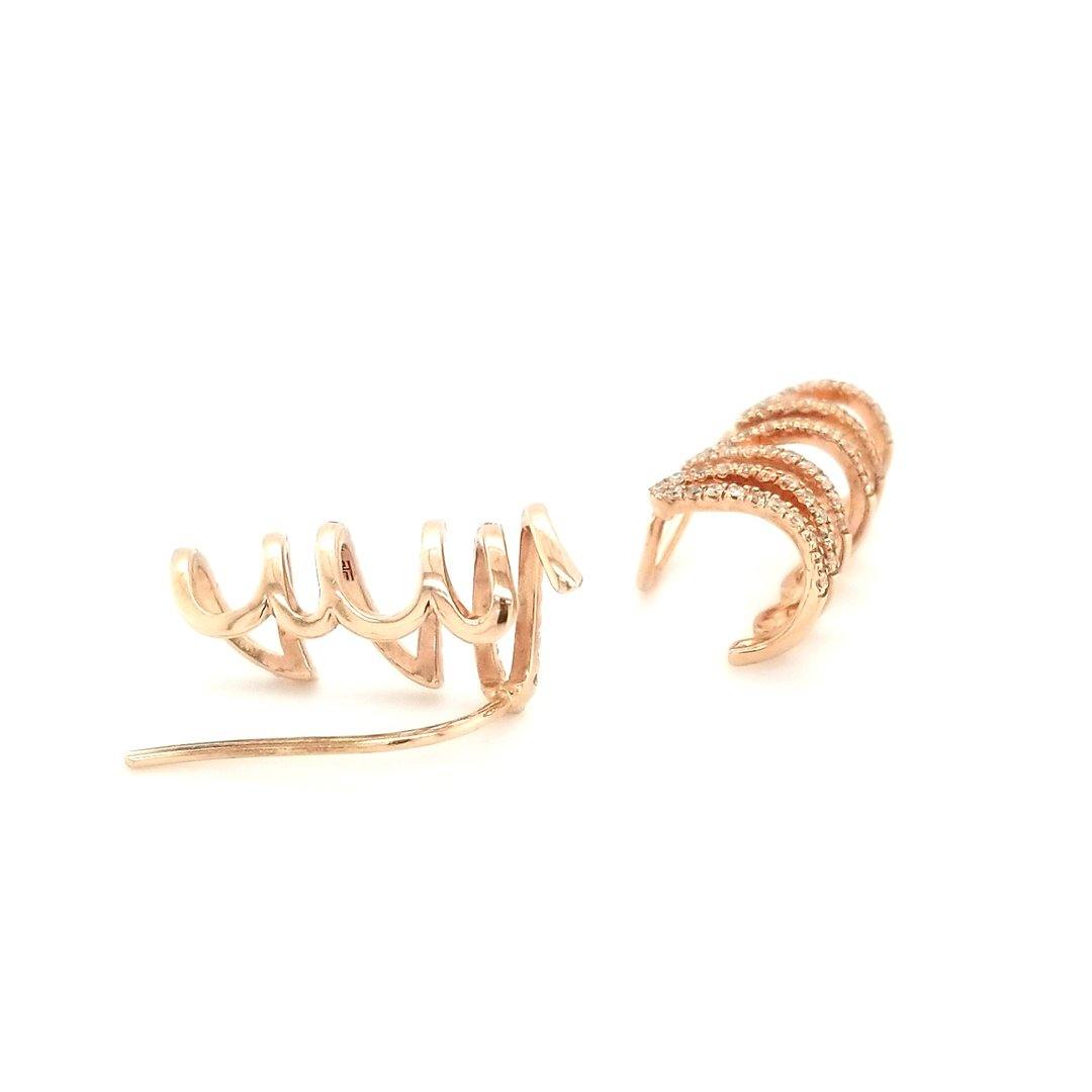 Diamond Cuff Earrings in Rose Gold - The Rutile Ltd