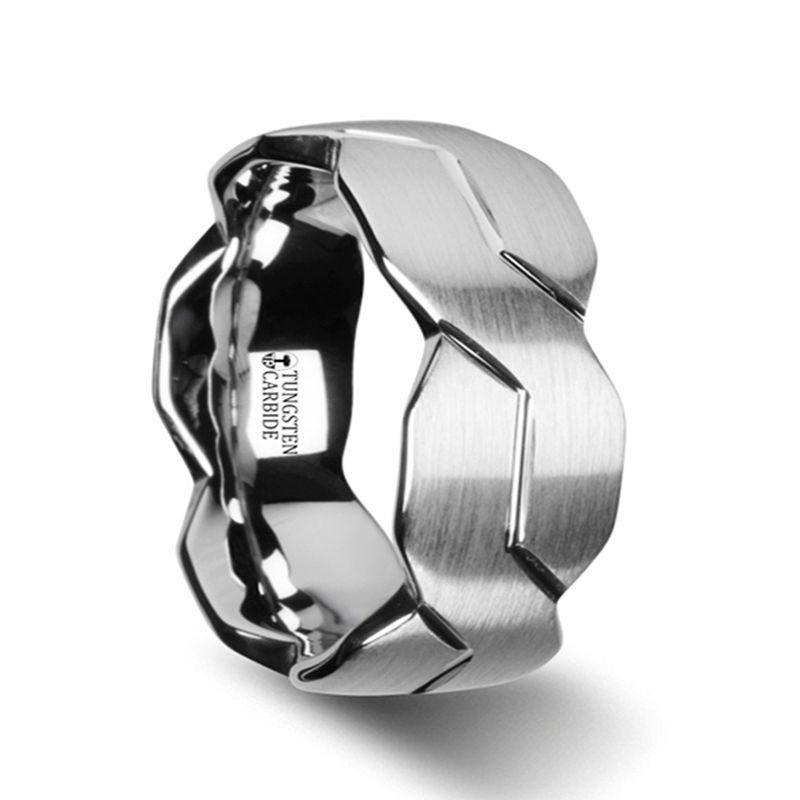 FOREVER - White Tungsten Ring with Brushed Carved Infinity Symbol Design - 6mm - 10mm - The Rutile Ltd
