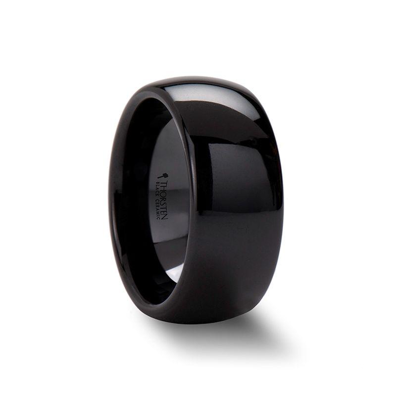 LANDON - Domed Polish Finished Black Ceramic Ring - 4mm - 12mm - The Rutile Ltd