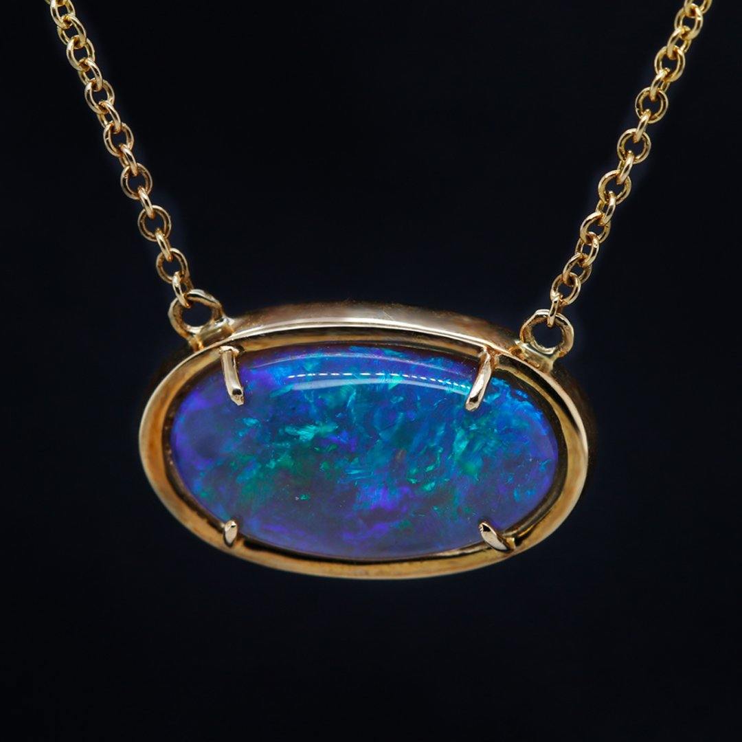 Lightning Ridge Opal Pendant in 18k Yellow Gold - The Rutile Ltd