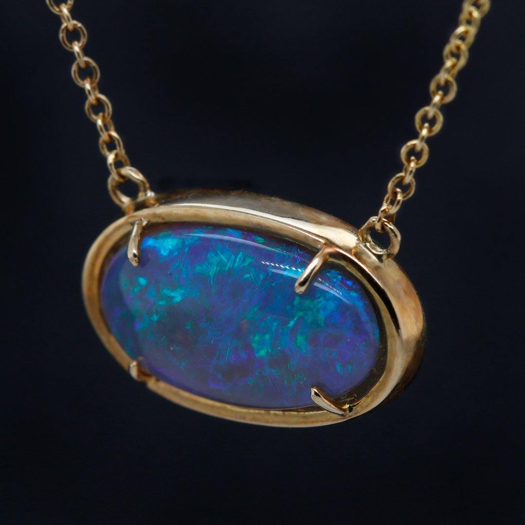 Lightning Ridge Opal Pendant in 18k Yellow Gold - The Rutile Ltd