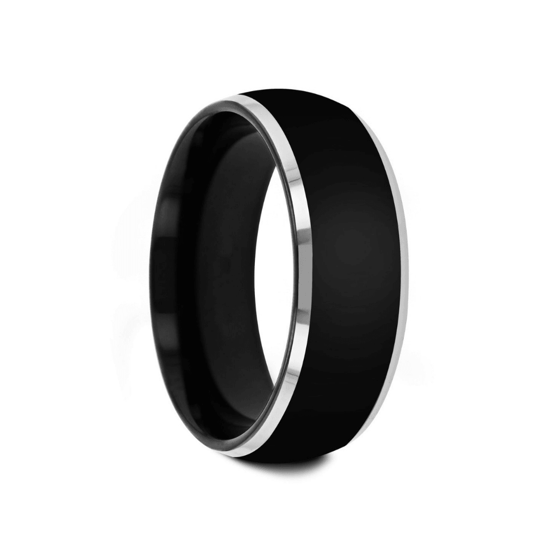 MASERATI - Black Tungsten Ring with Polished Domed Beveled Edges - 4mm - 10mm - The Rutile Ltd