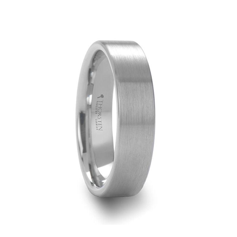 MASON - Flat Brush Finished White Tungsten Wedding Ring - 2mm - 8mm - The Rutile Ltd