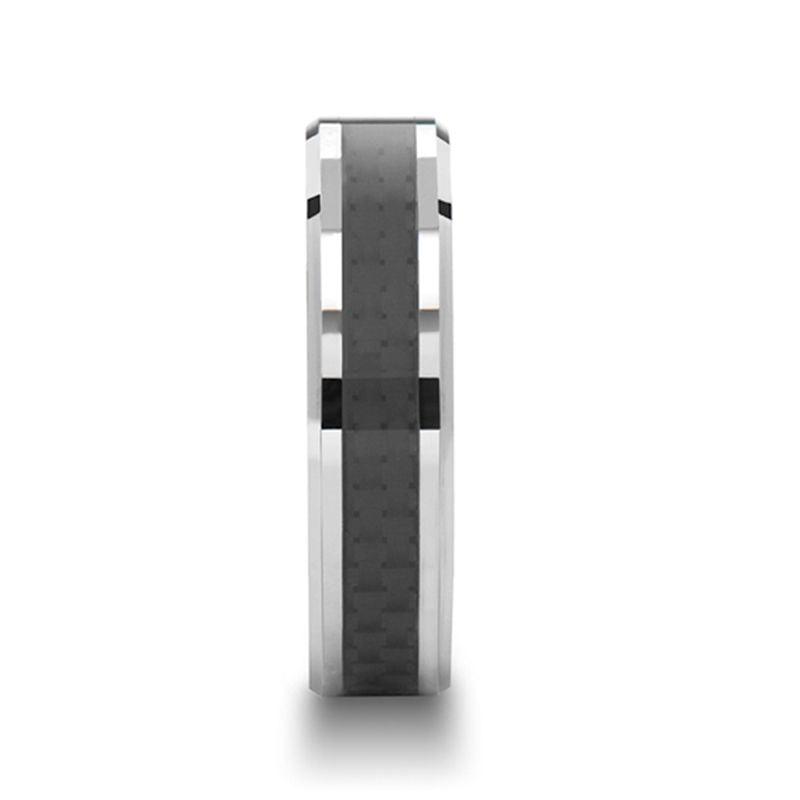 MAXIMUS Black Carbon Fiber Inlay Tungsten Carbide Wedding Band - 8mm - 12mm - The Rutile Ltd